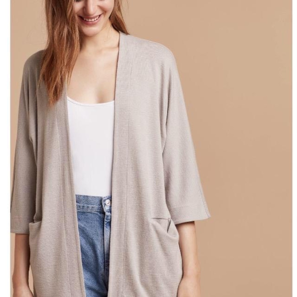 Aritzia Wilfred Beige Open-Front Sweater